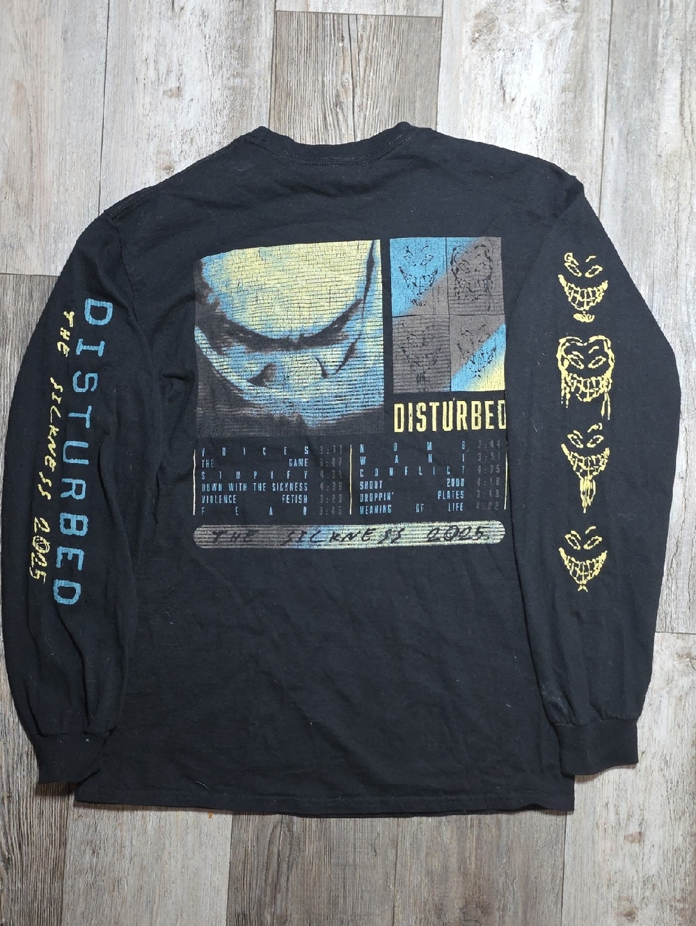 Disturbed '25 Years Of The Sickness' Longsleeve Graphic Band Tee Size Large